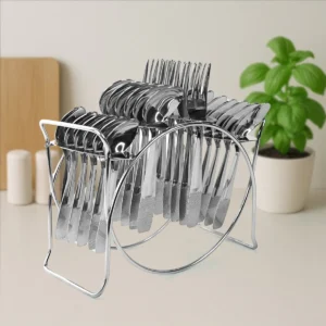Stainless Steel Cutlery Set with Elegant Storage Stand (24 Pc)